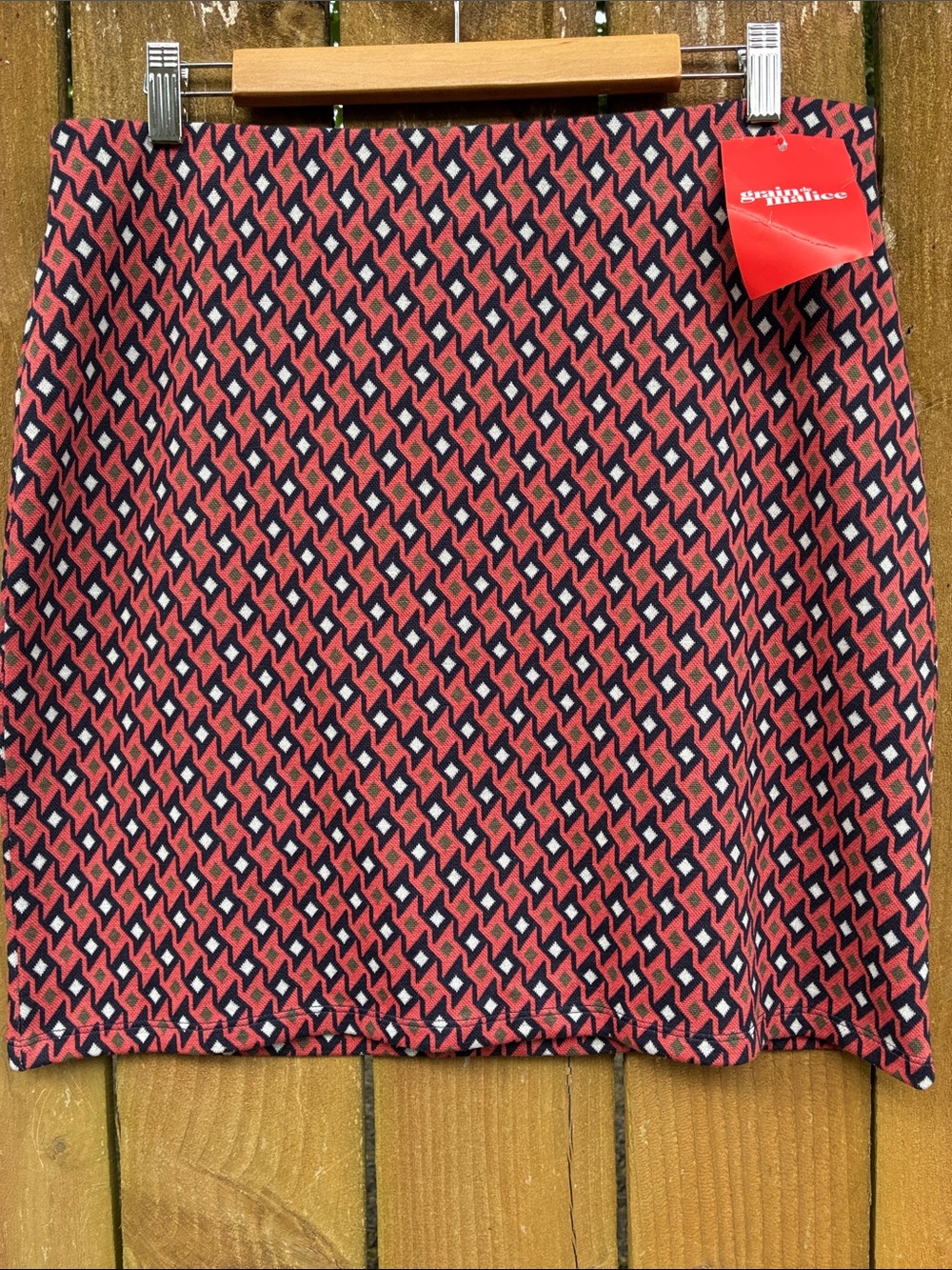 Grain de malice Dark dusty rose w/ blue, white, green Geometric Print mini skirt